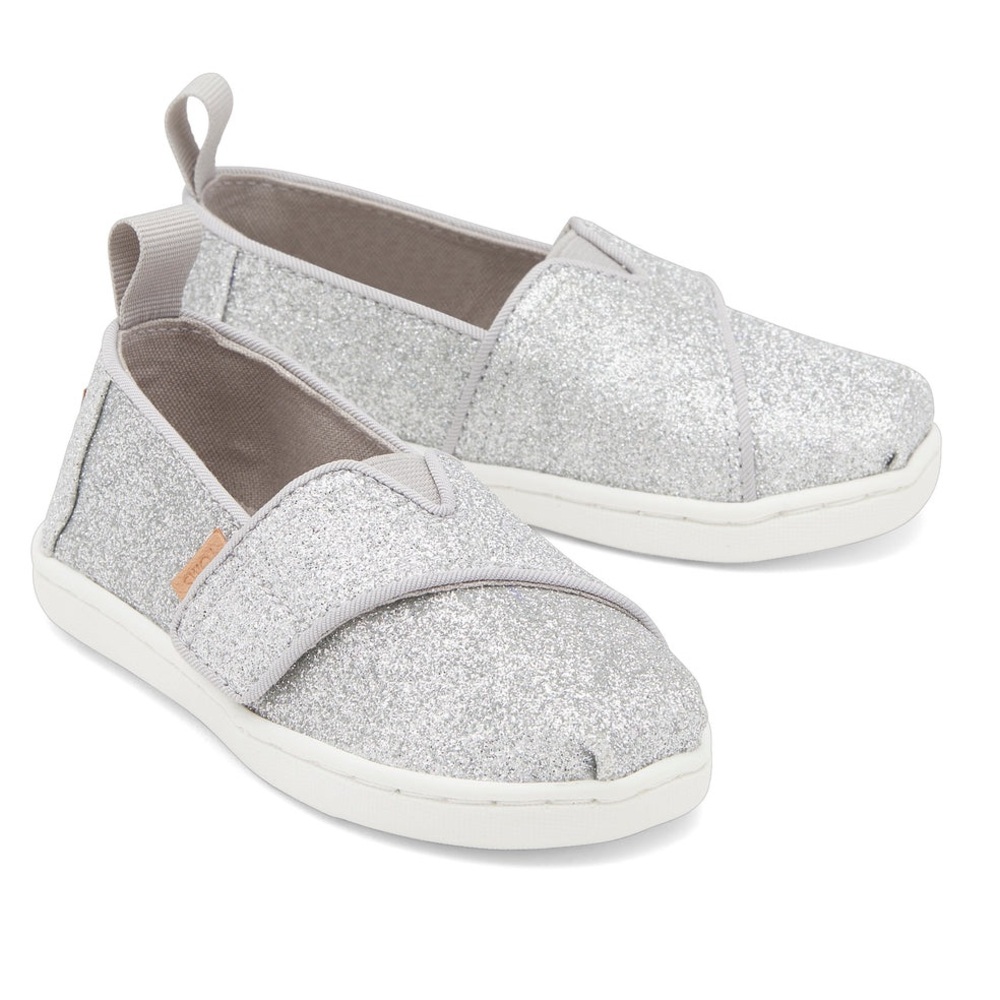TOMS Silver Glitter Alpargata Toddler Shoe